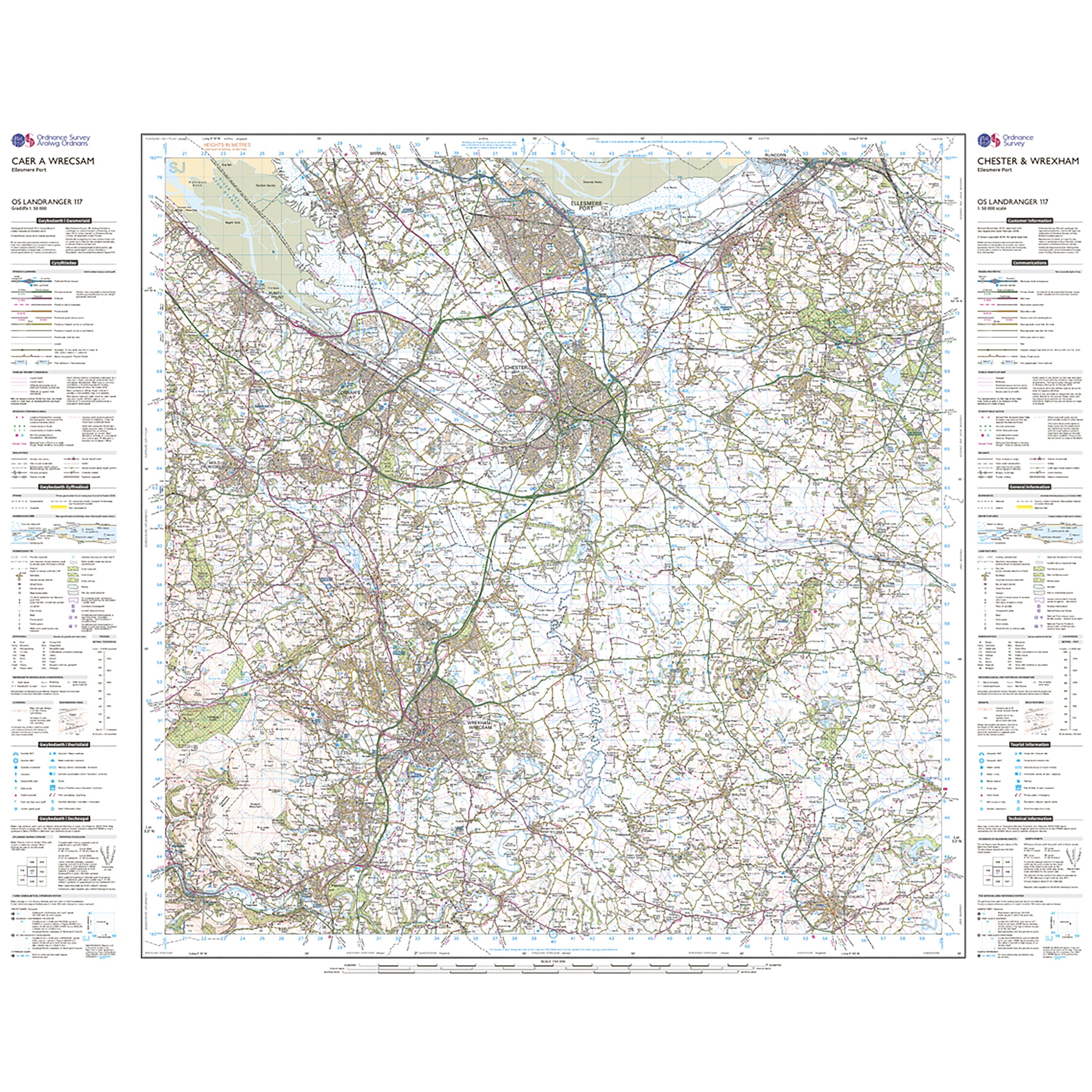 Landranger Active 117 Chester & Wrexham, Ellesmere Port Map With Digital Version