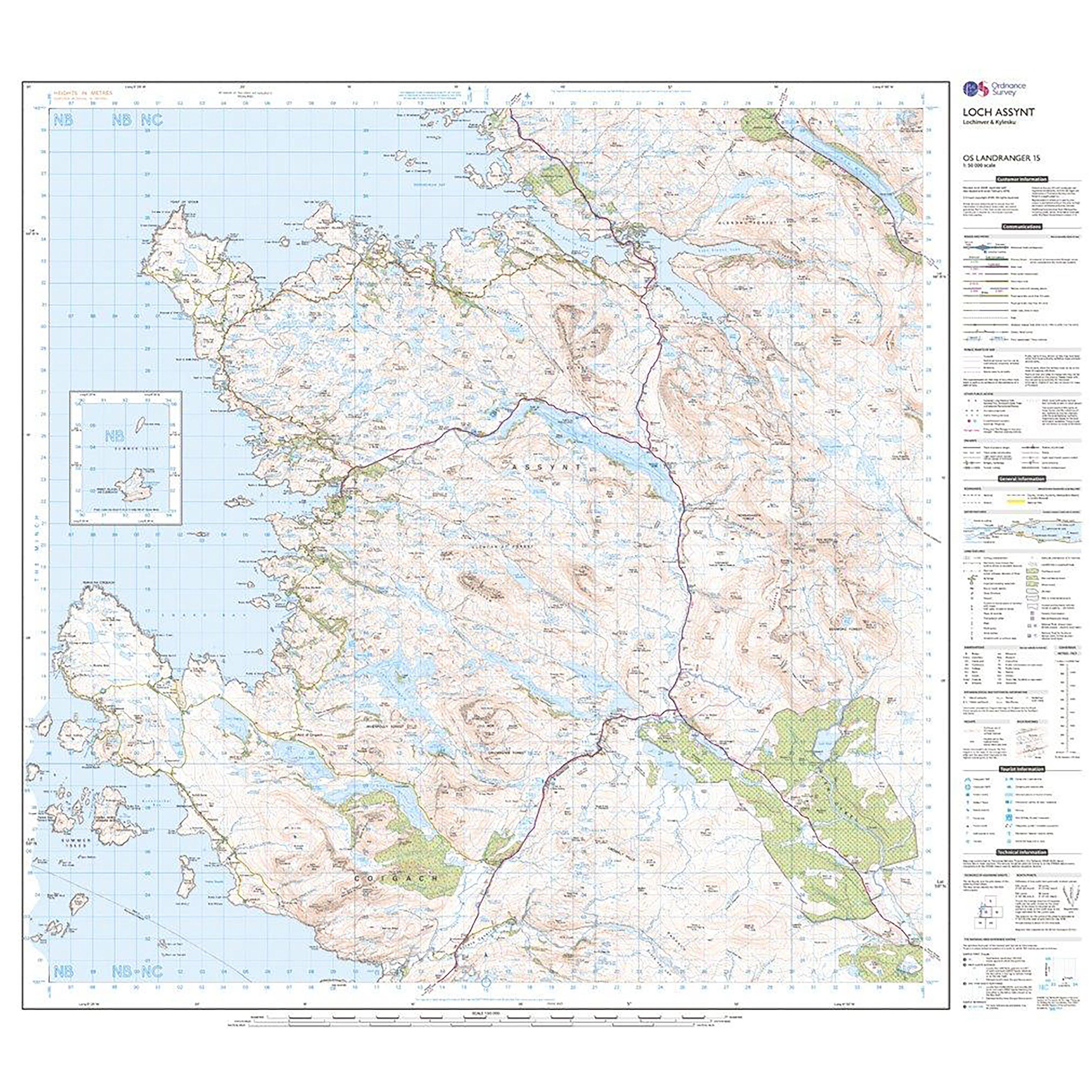 Landranger Active 15 Loch Assynt, Lochinver & Kylesku Map With Digital Version