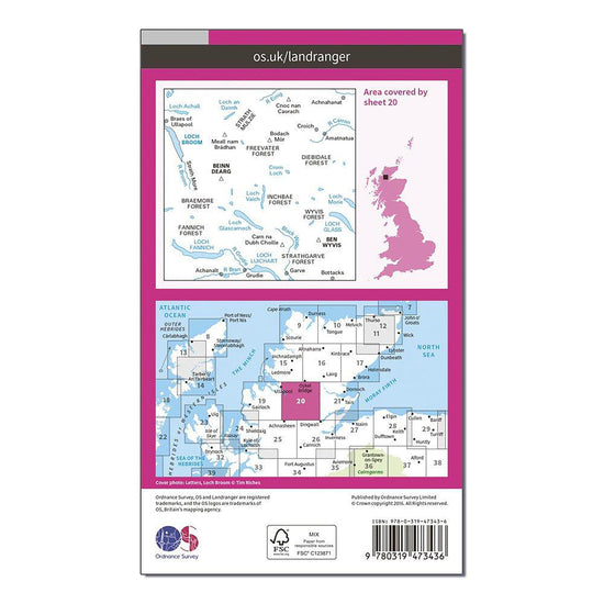 Landranger Active 20 Beinn Dearg & Loch Broom Map With Digital Version