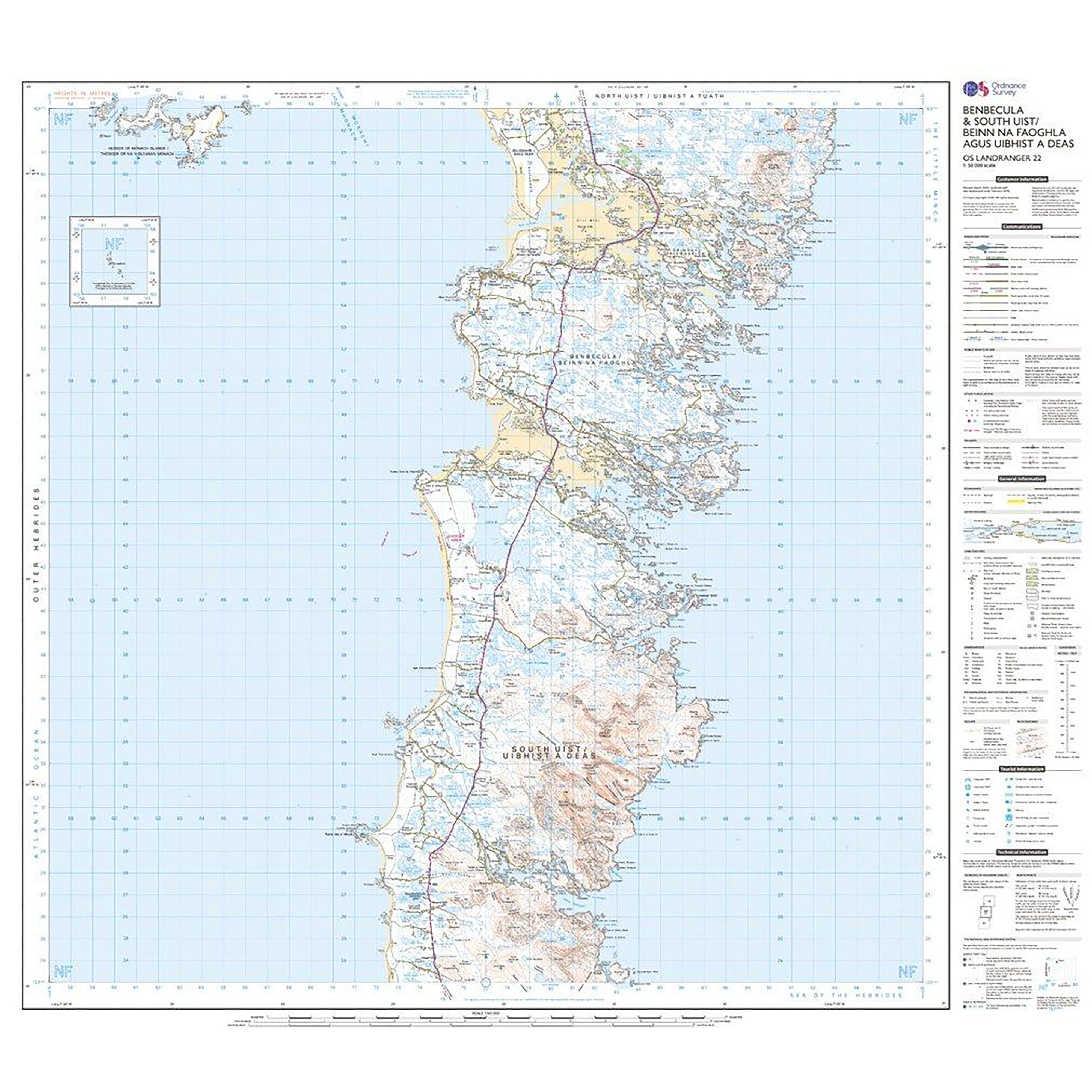 Landranger Active 22 Benbecula & South Uist Map With Digital Version