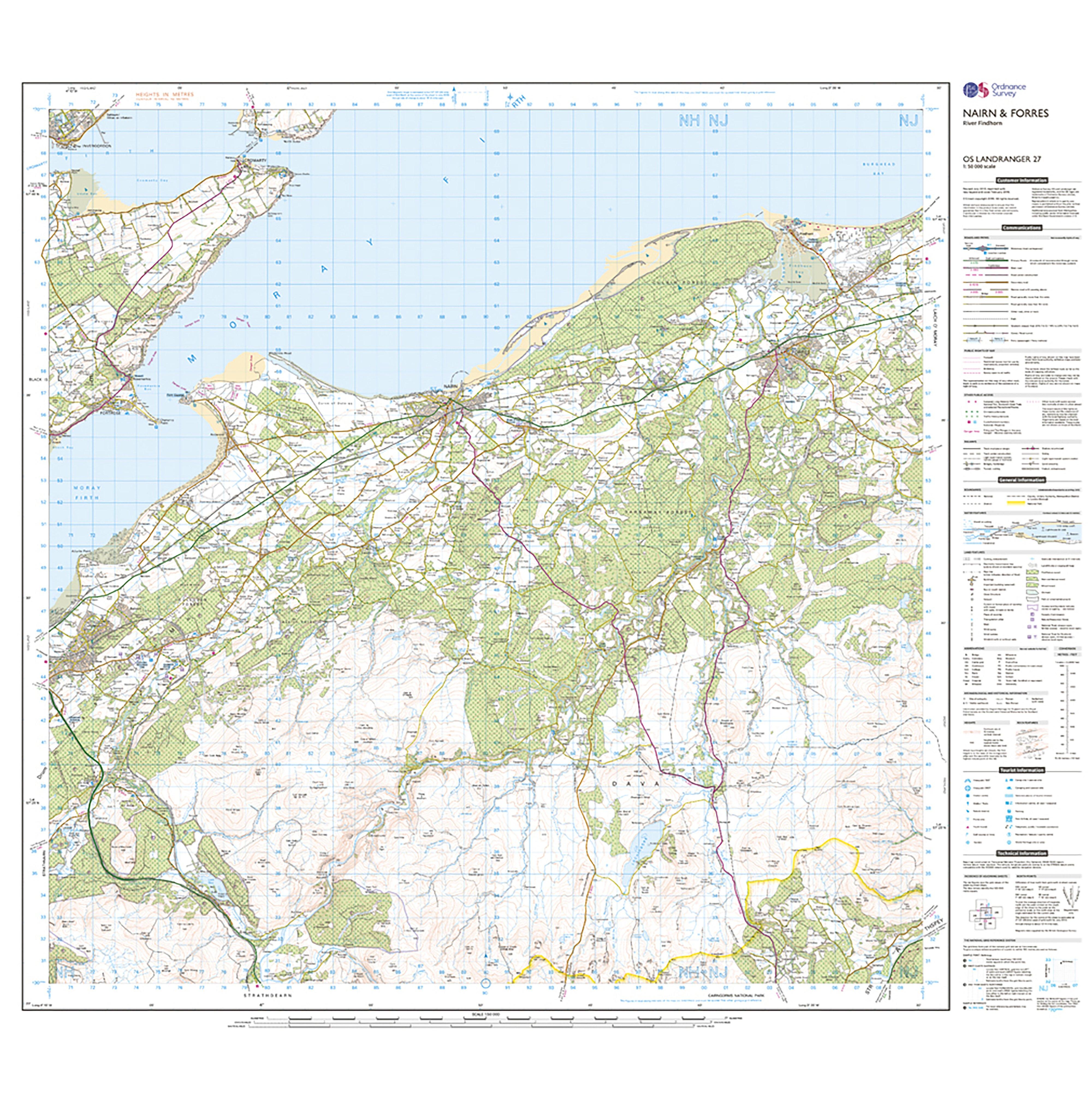 Landranger Active 27 Nairn & Forres, River Findhorn Map With Digital Version