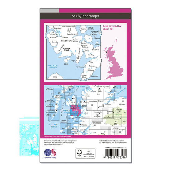 Landranger Active 32 South Skye & Cuillin Hills Map With Digital Version