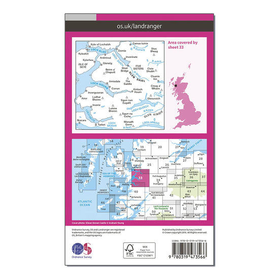 Landranger Active 33 Loch Alsh, Glen Shiel & Loch Hourn Map With Digital Version