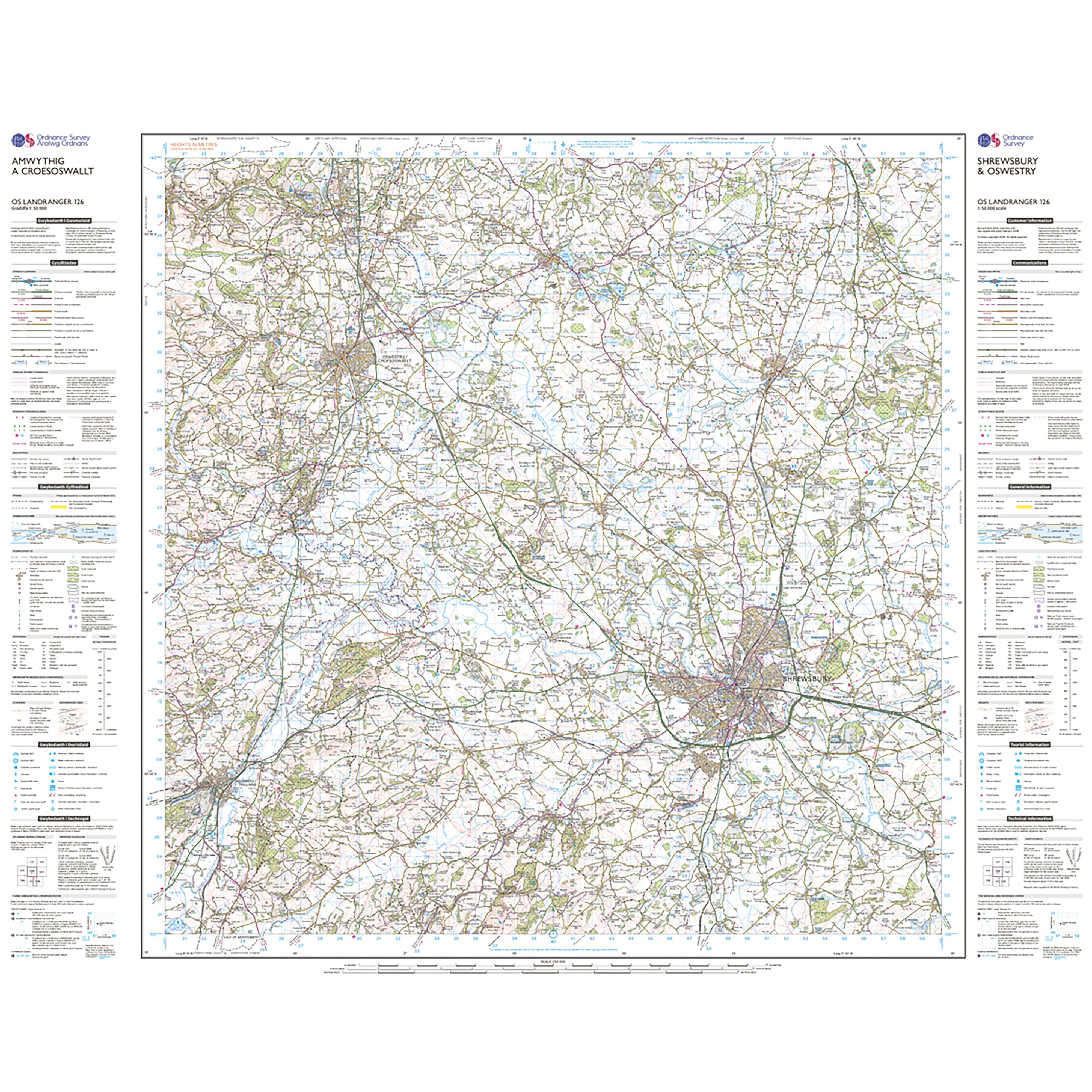 Landranger Active 126 Shrewsbury & Oswestry Map With Digital Version