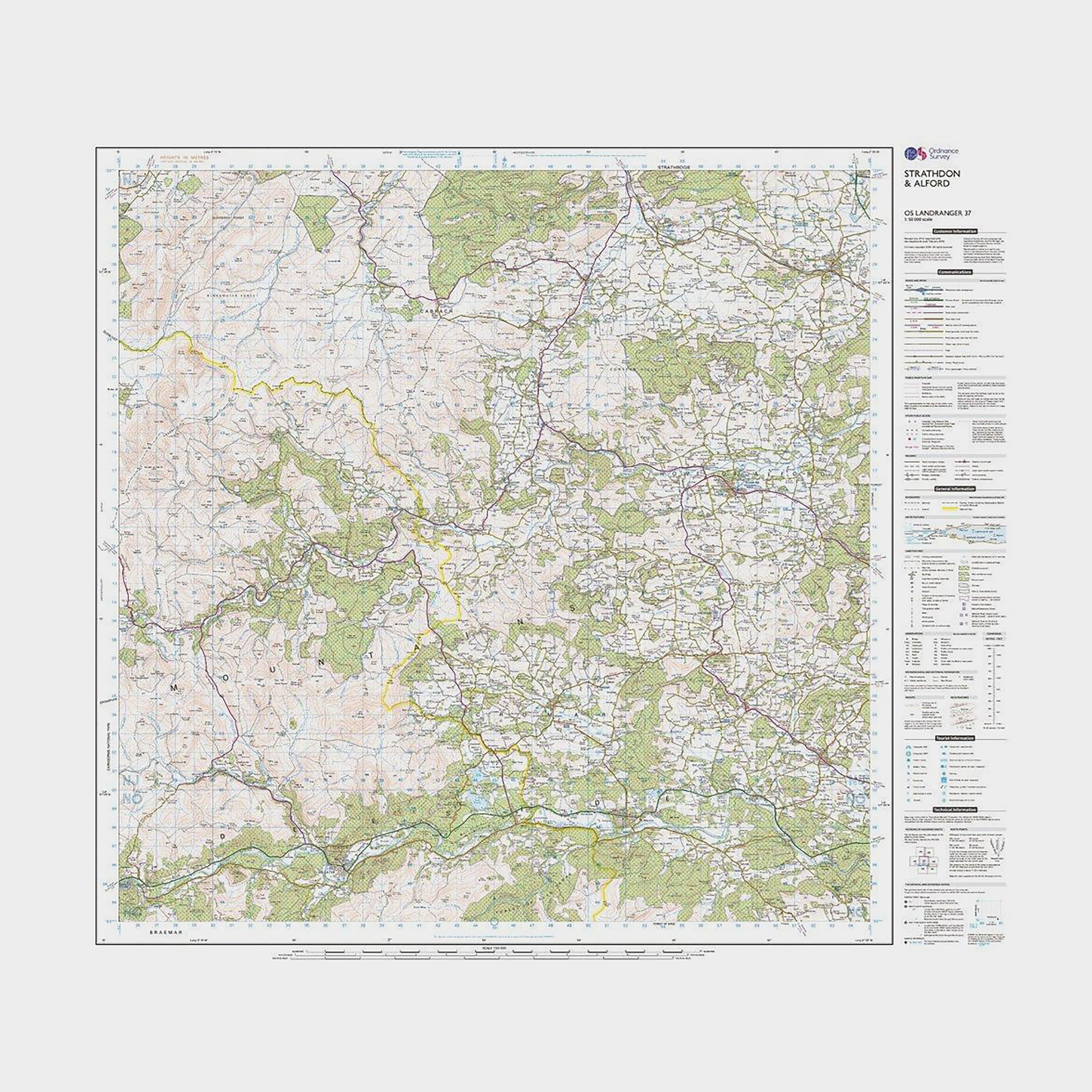 Landranger Active 37 Strathdon & Alford Map with Digital Version