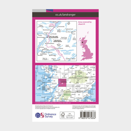 Landranger Active 41 Ben Nevis, Fort William & Glen Coe Map With Digital Version