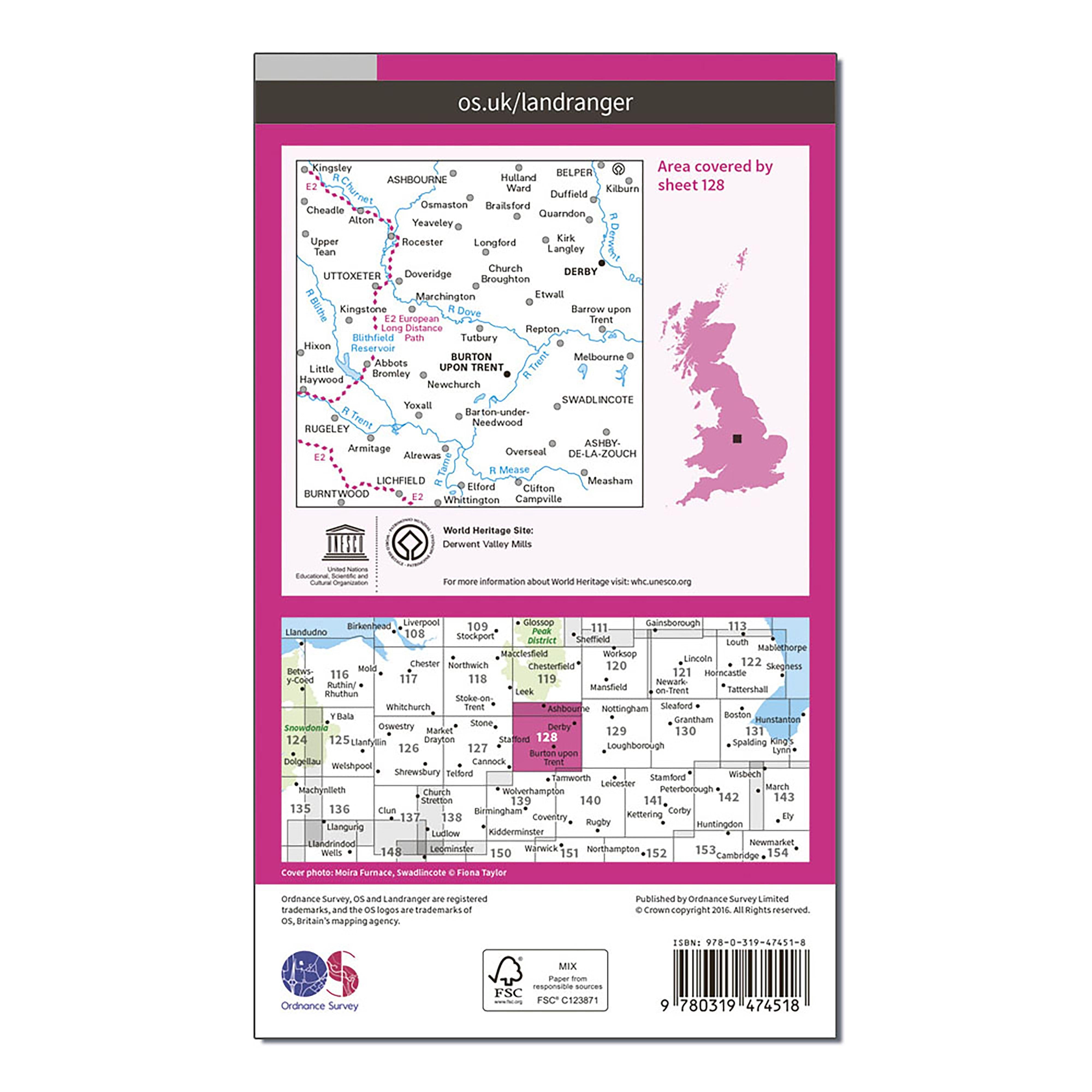 Landranger Active 128 Derby & Burton upon Trent Map With Digital Version