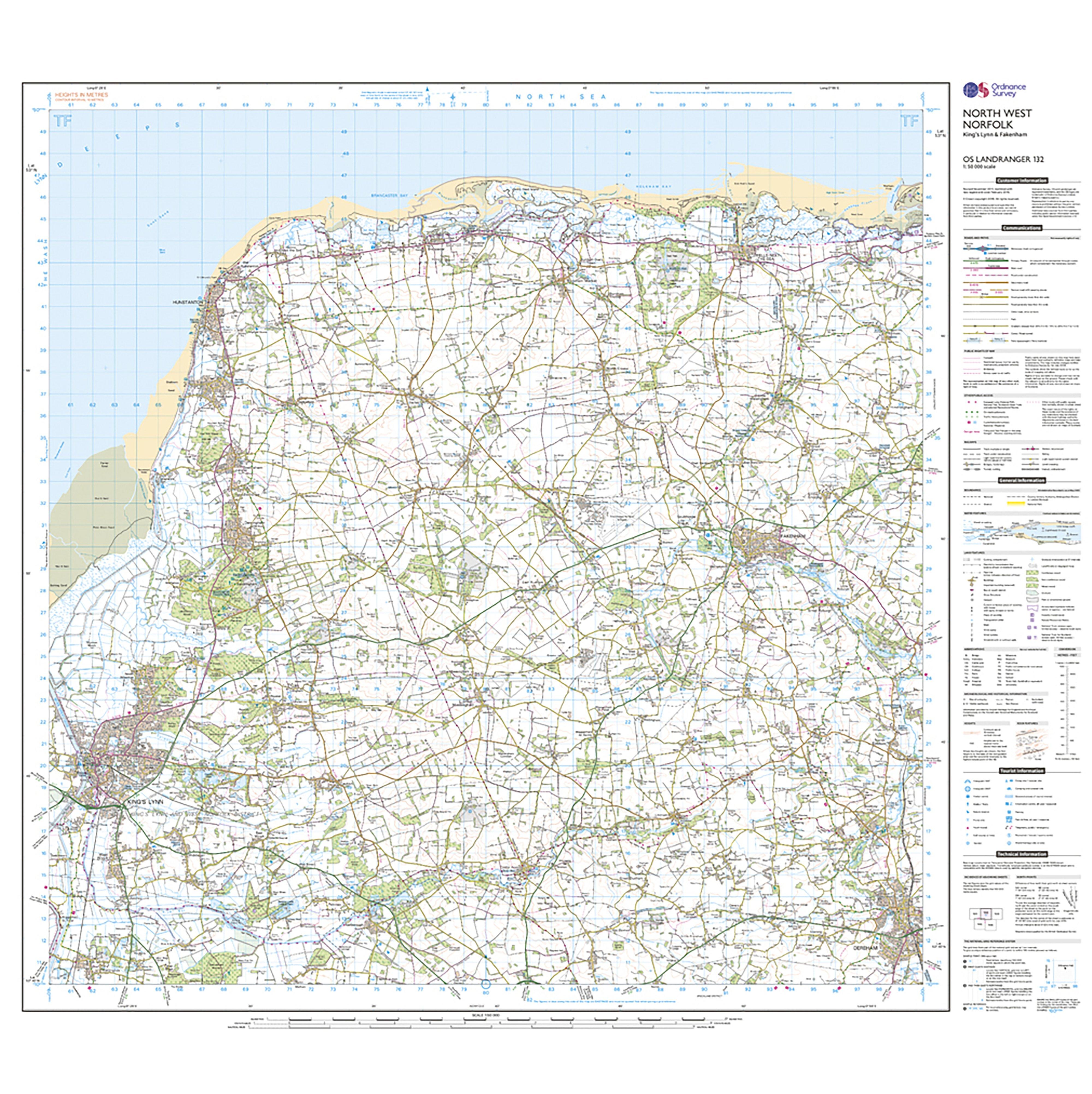 Landranger Active 132 North West Norfolk Kings Lynn Fakenham Map With Digital Version