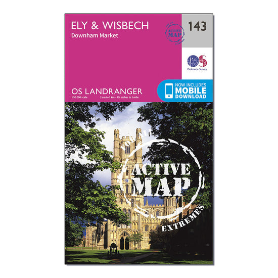 Landranger Active 143 Ely & Wisbech, Downham Market Map With Digital Version