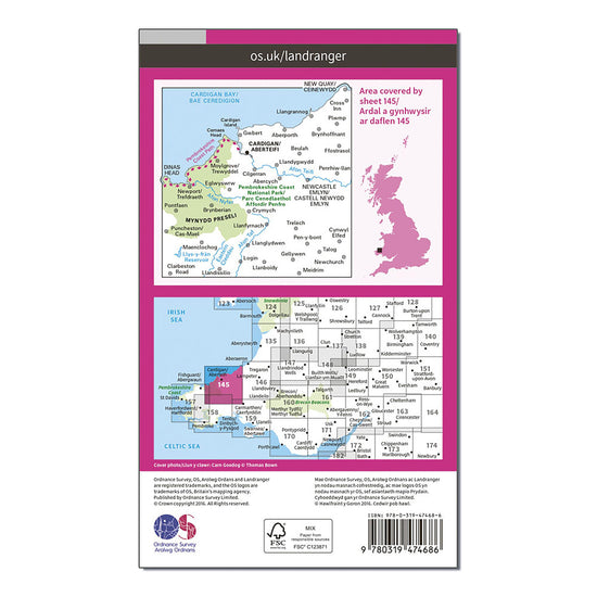 Landranger Active 145 Cardigan & Mynydd Preseli Map With Digital Version