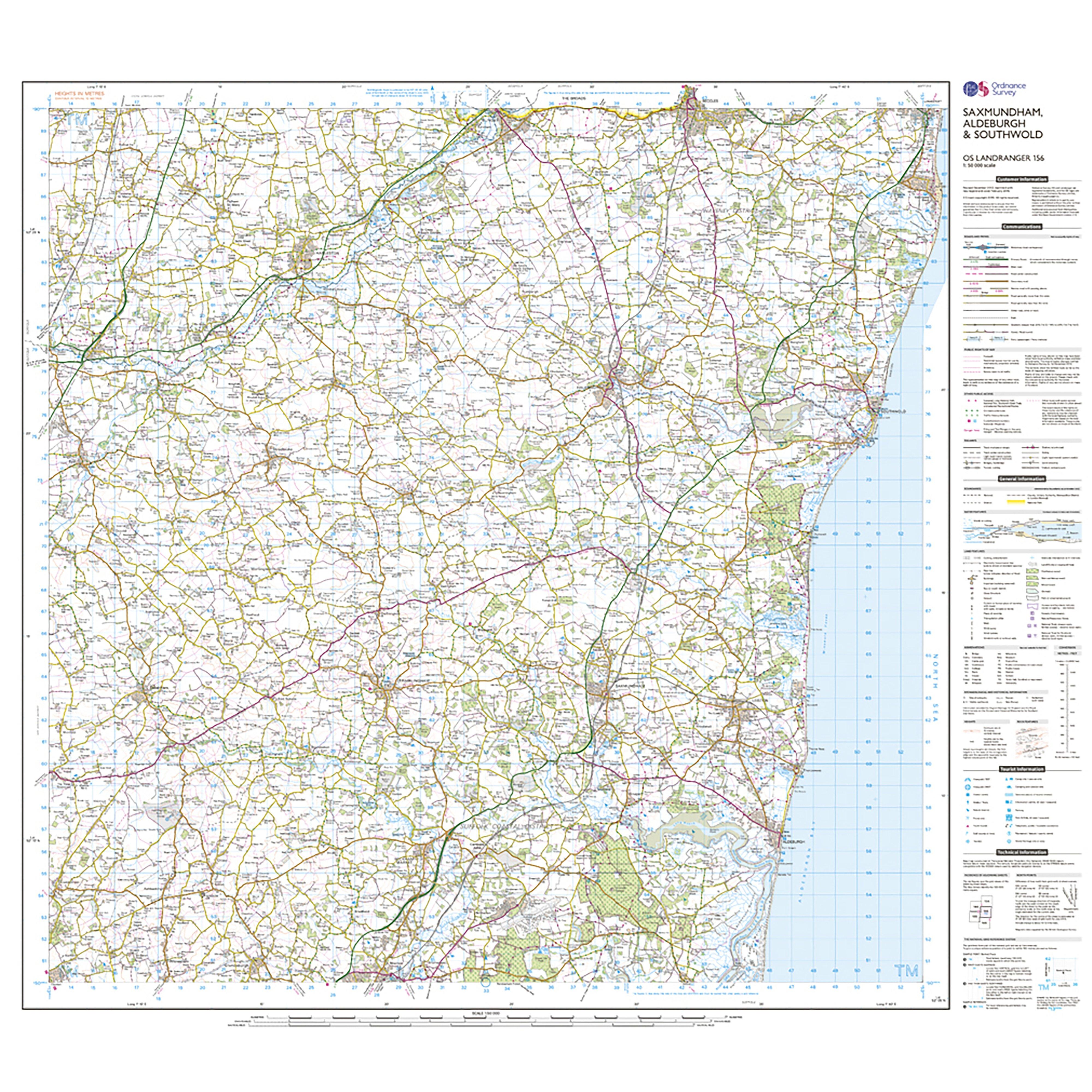 Landranger Active 156 Saxmundham, Aldeburgh & Southwold Map With Digital Version