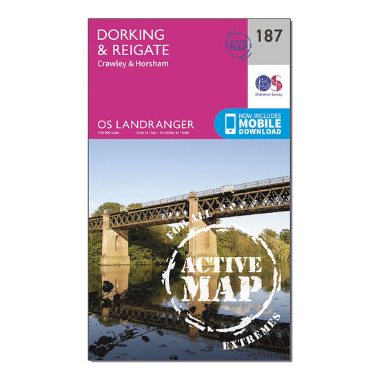 Landranger Active 187 Dorking, Reigate & Crawley Map With Digital Version