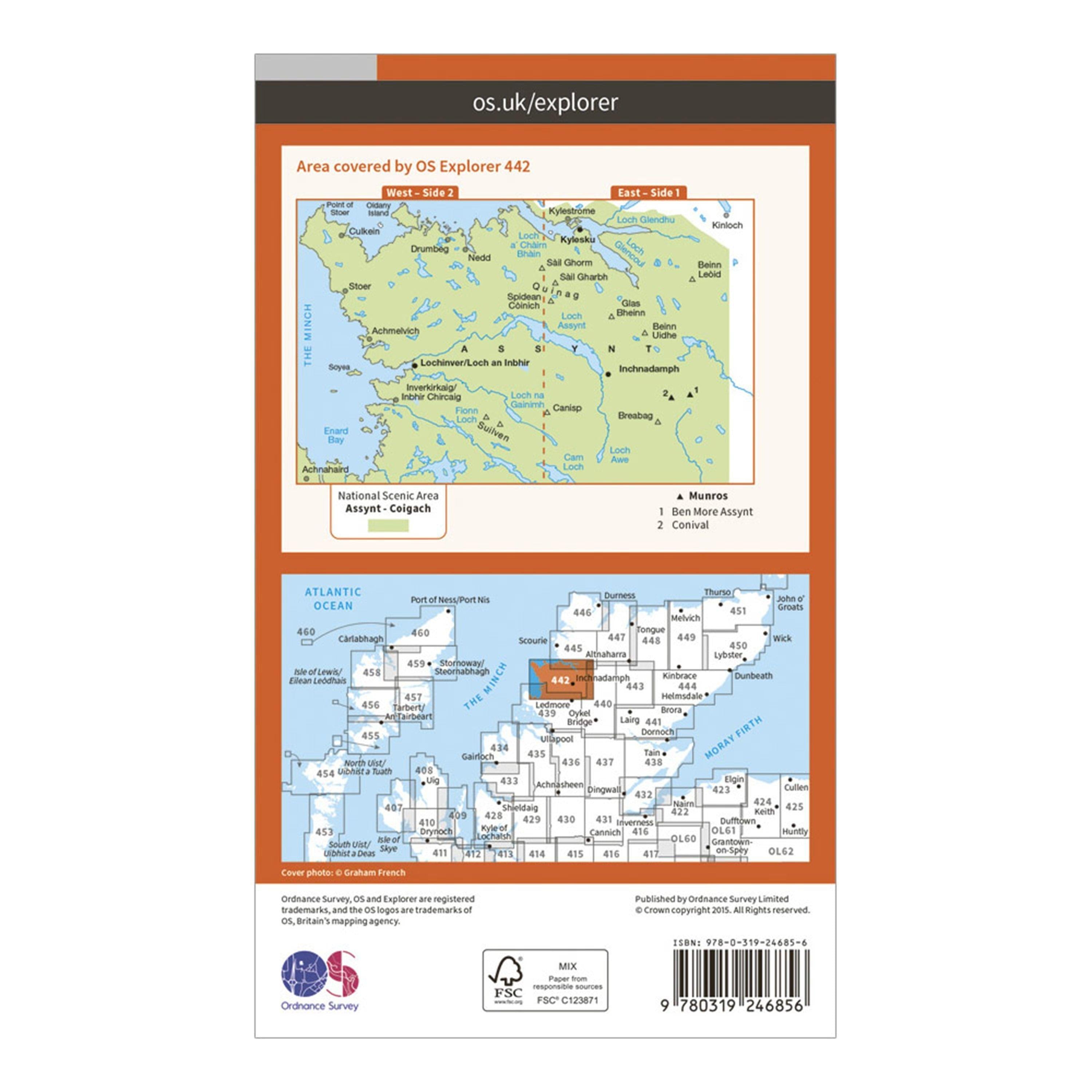 Explorer 442 Assynt & Lochinver Map With Digital Version