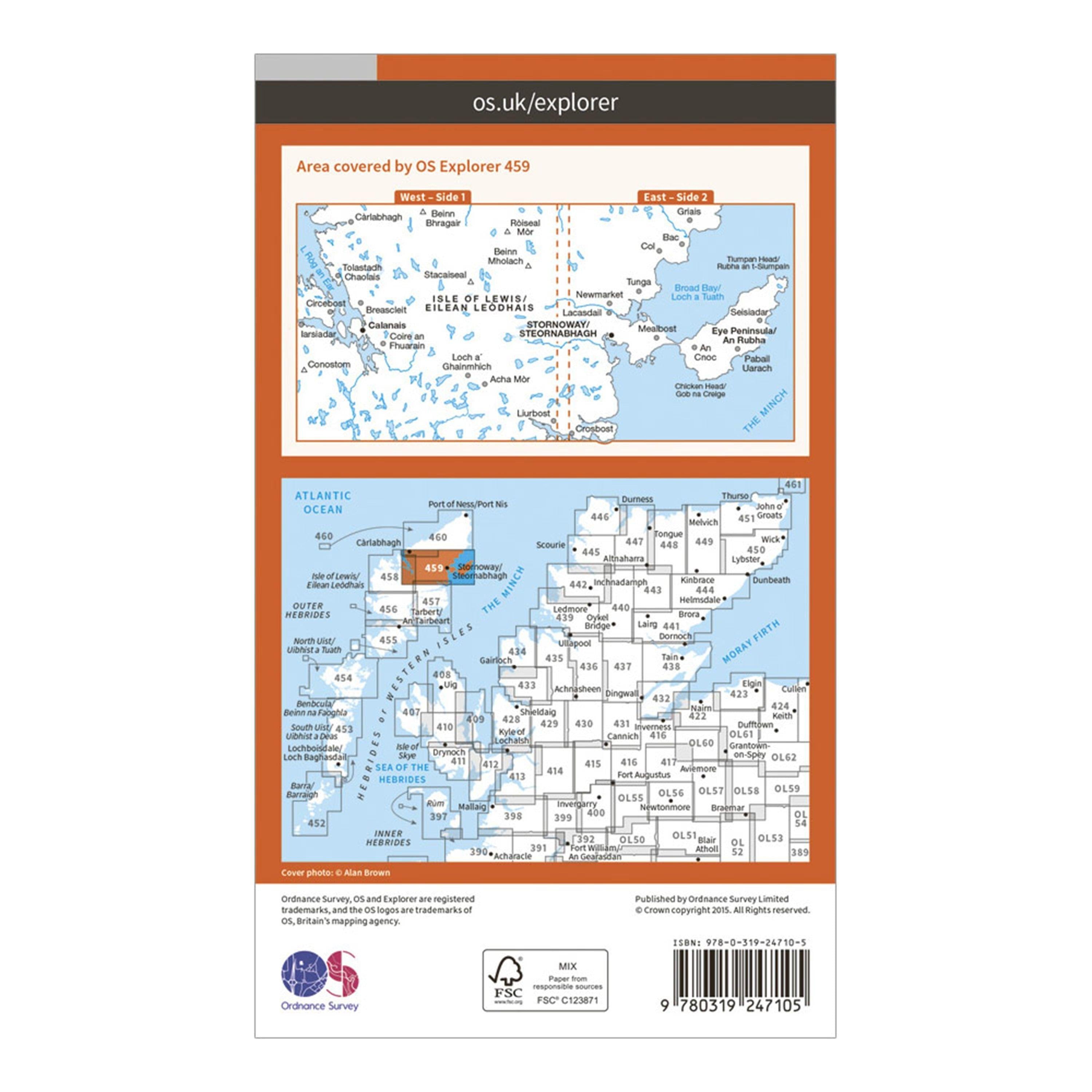 Explorer 459 Central Lewis & Stornoway Map With Digital Version