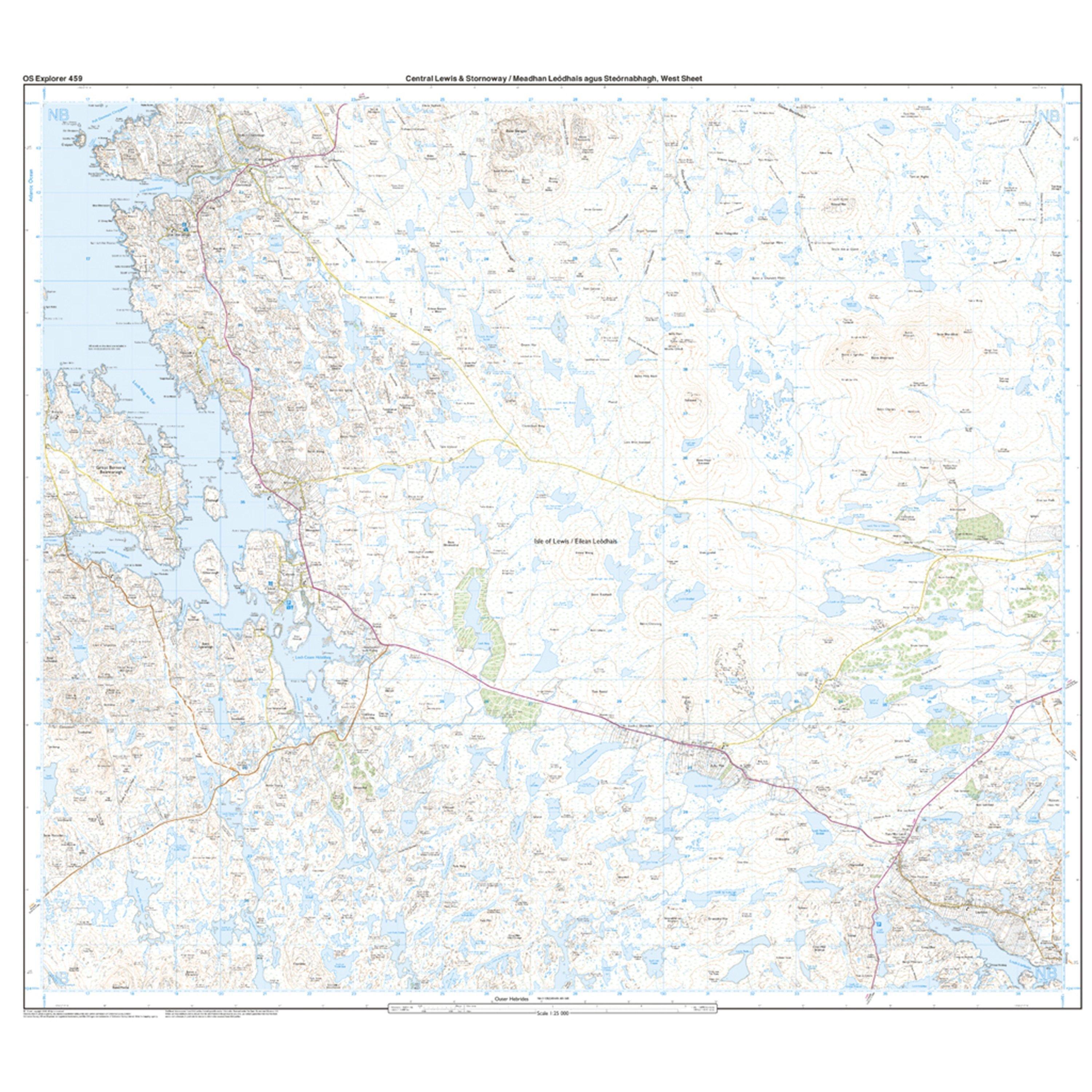 Explorer 459 Central Lewis & Stornoway Map With Digital Version