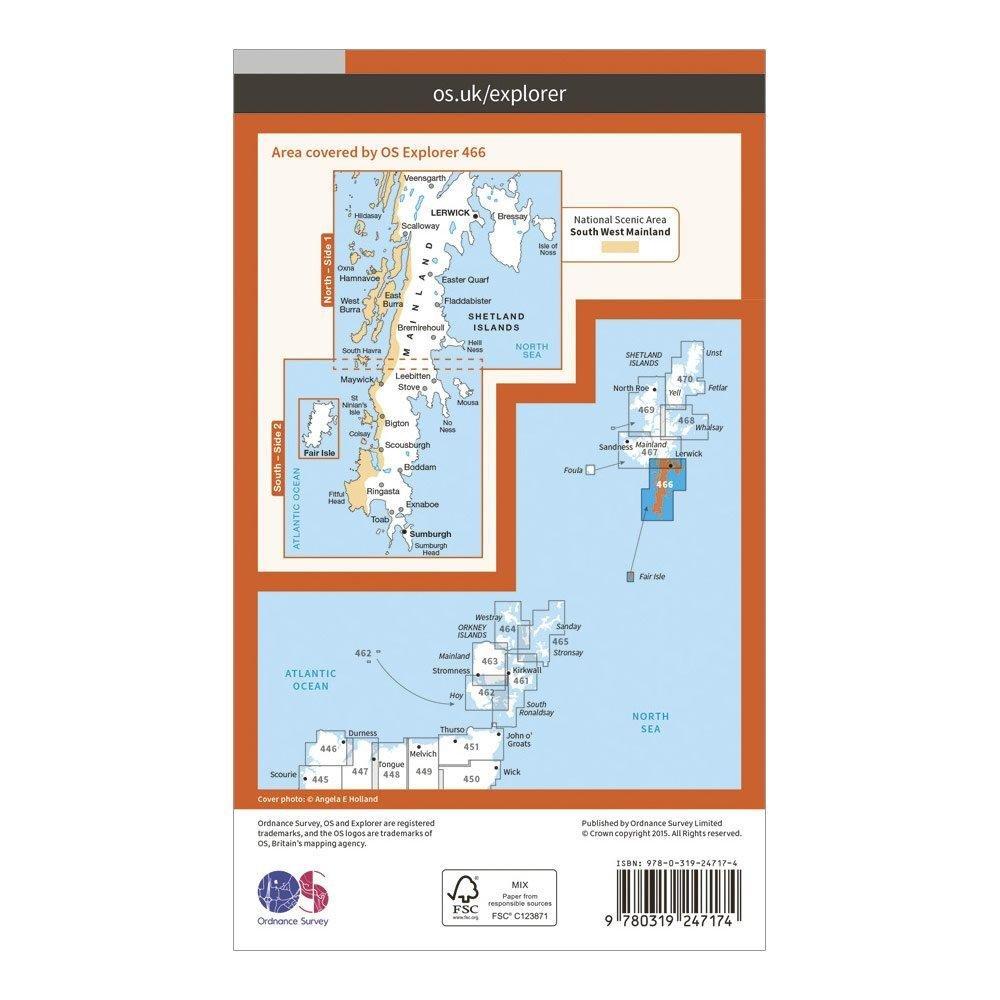 Explorer 466 Shetland Mainland South Map With Digital Version