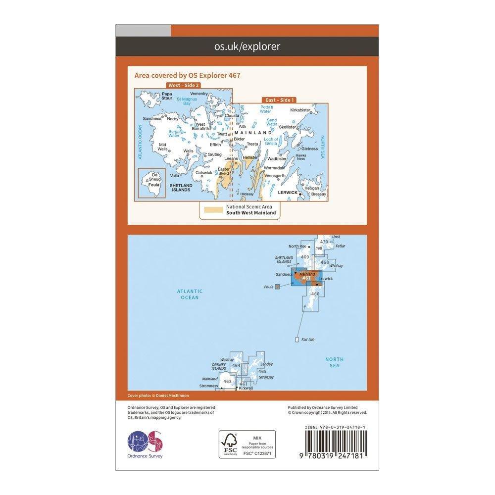 OS EXP 467 Shetland Mainland Central With Digital Version