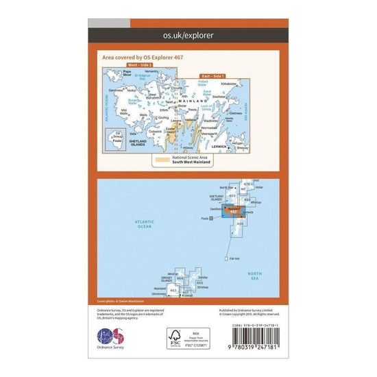 OS EXP 467 Shetland Mainland Central With Digital Version