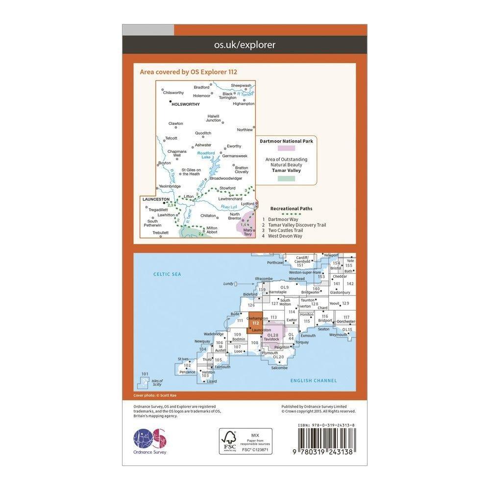 Explorer 112 Launceston & Holsworthy Map With Digital Version