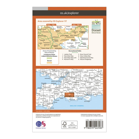 Explorer 117 Cerne Abbas & Bere Regis Map With Digital Version