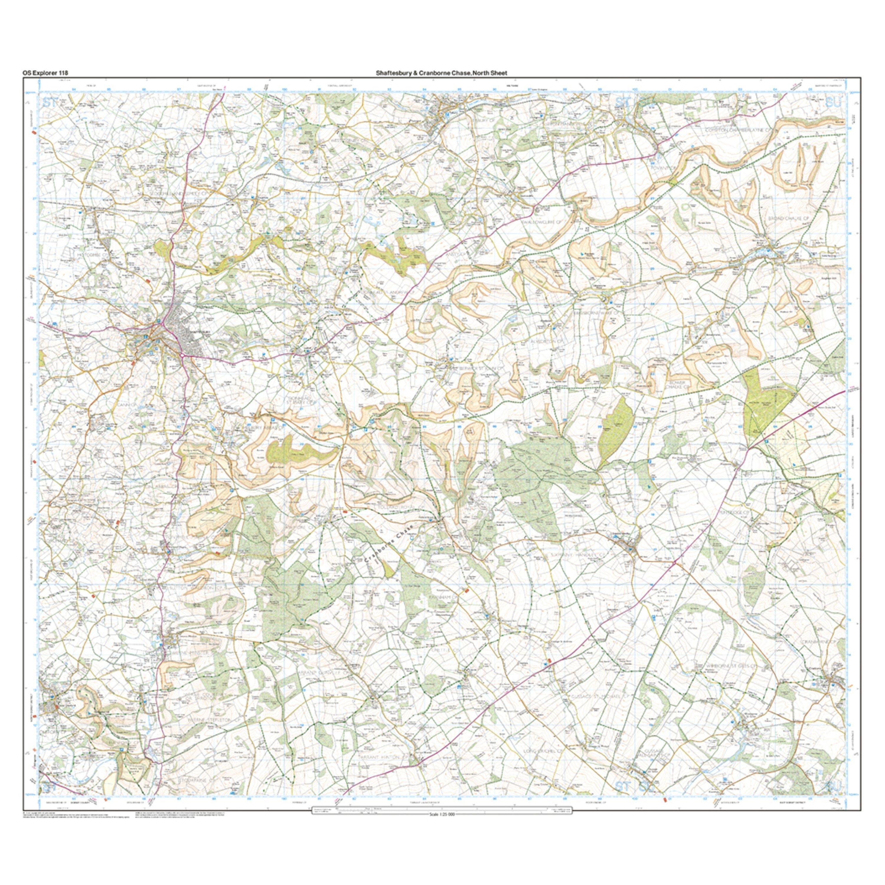 Explorer 118 Shaftesbury & Cranborne Chase Map With Digital Version