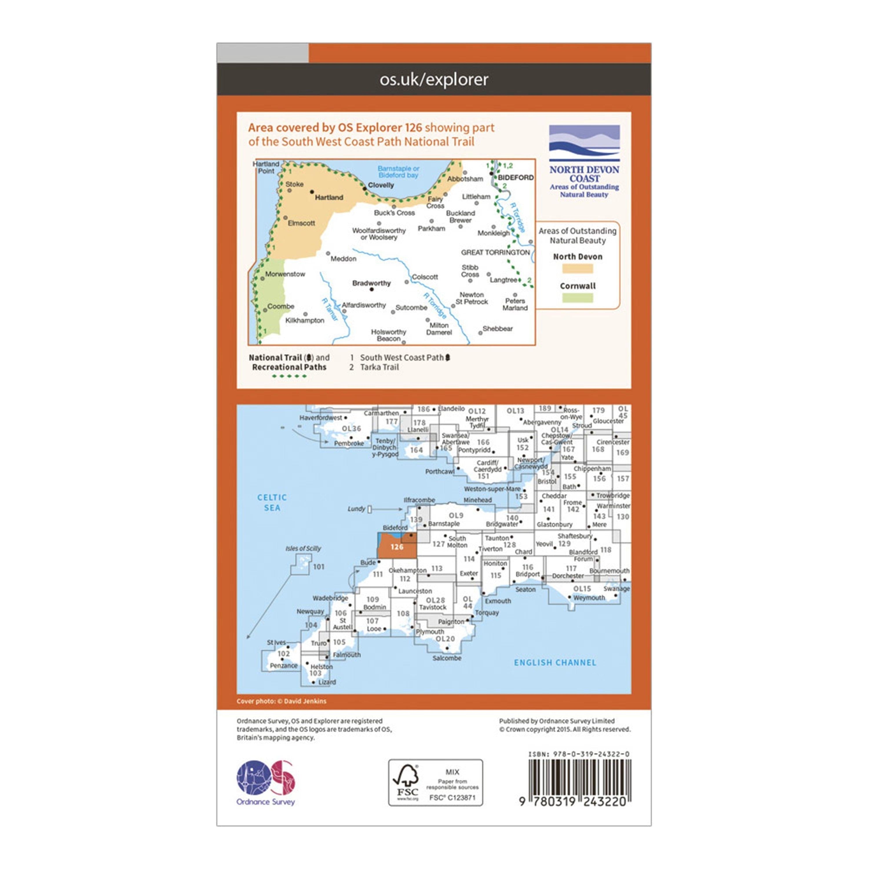 Explorer 126 Clovelly & Hartland Map With Digital Version