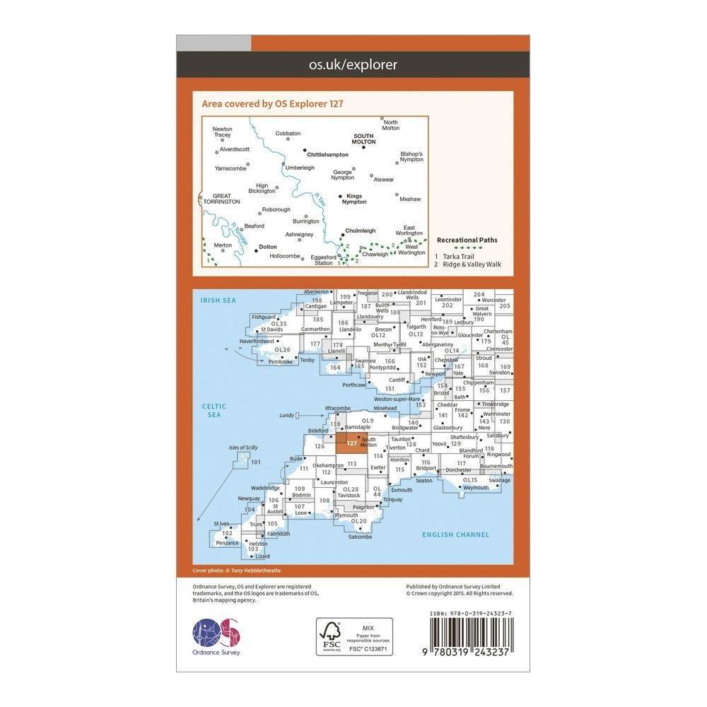 Explorer 127 South Molton & Chulmleigh Map With Digital Version