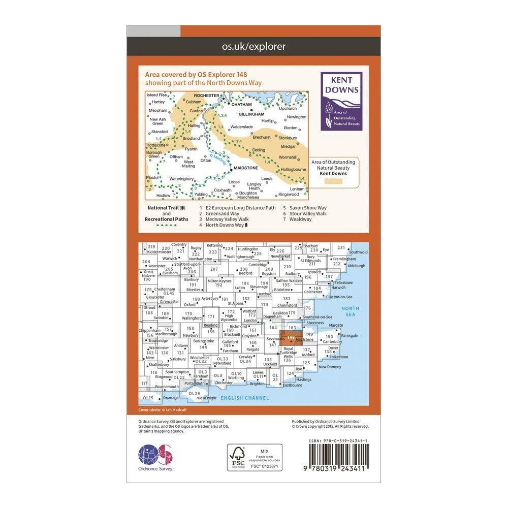 Explorer 148 Maidstone & The Medway Towns Map With Digital Version