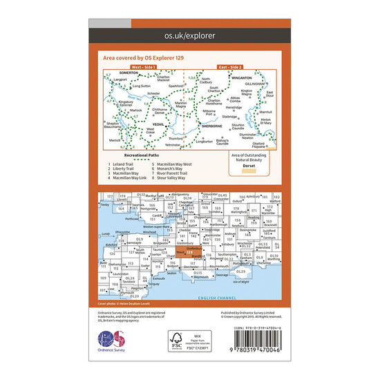 Explorer Active 129 Yeovil Sherbourne Map With Digital Version