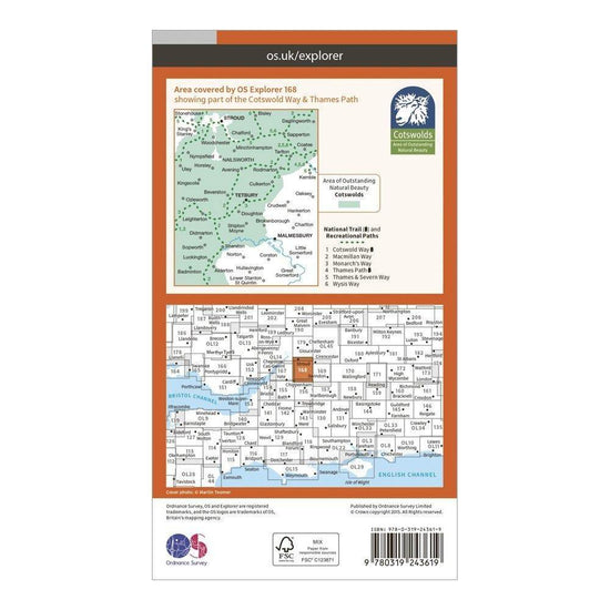 Explorer 168 Stroud, Tetbury & Malmesbury Map With Digital Version