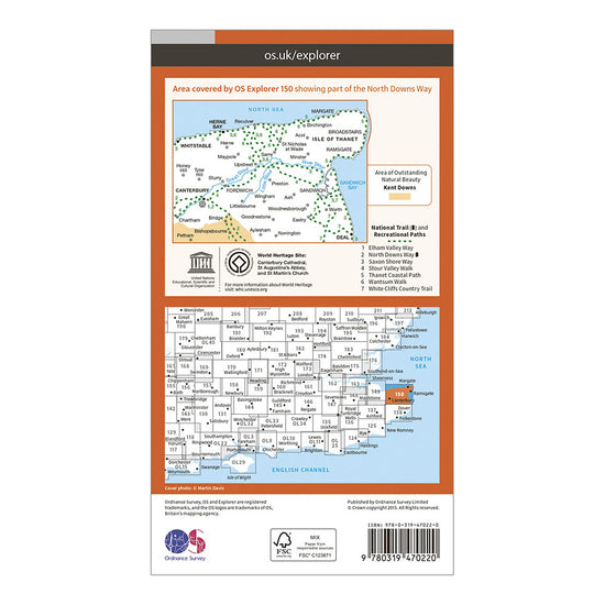 Explorer Active 150 Canterbury & The Isle of Thanet Map With Digital Version
