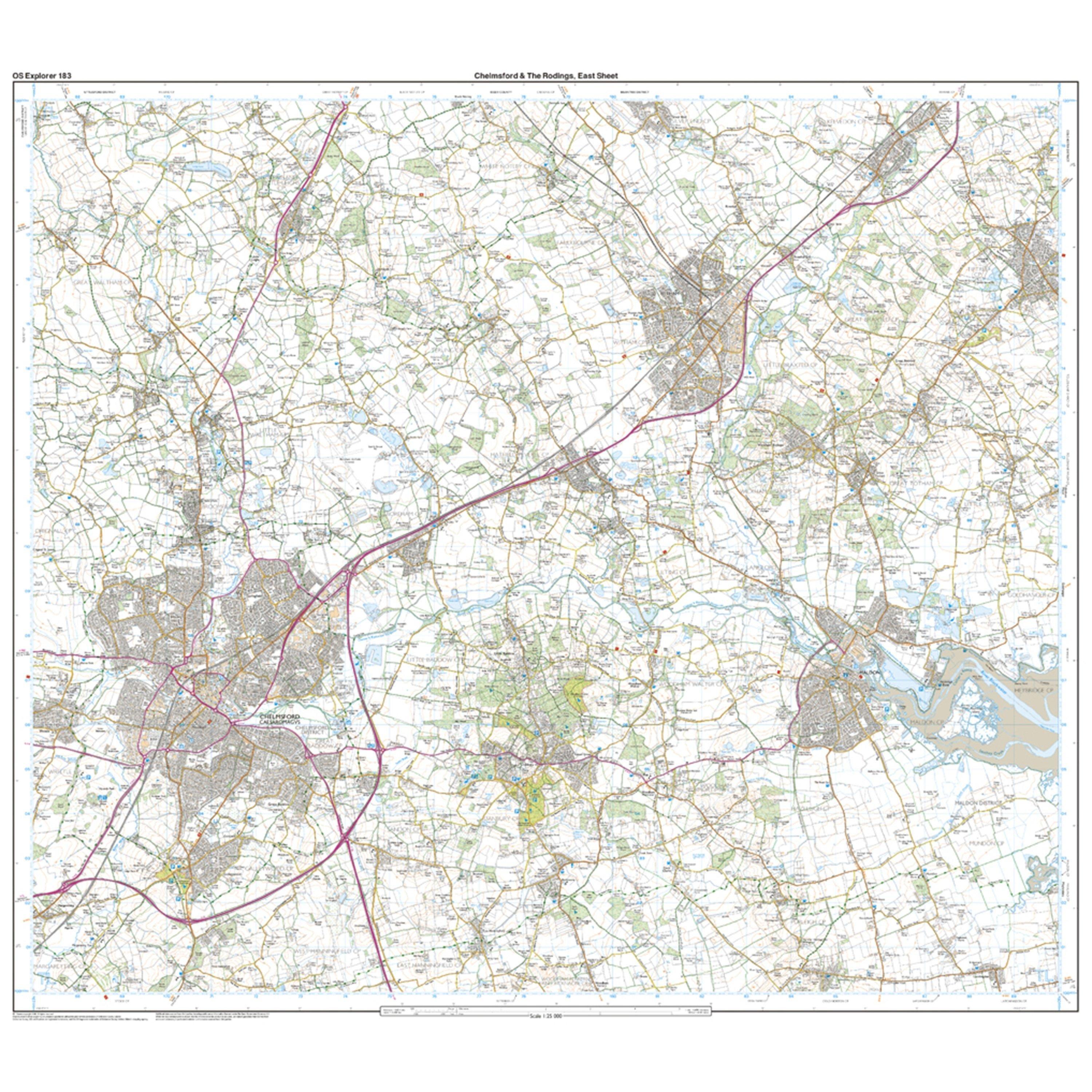 Explorer 183 Chelmsford & The Rodings Map With Digital Version