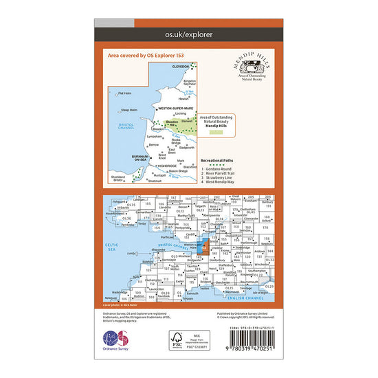 Explorer Active 153 Weston-Super-Mare & Bleadon Hill Map With Digital Version