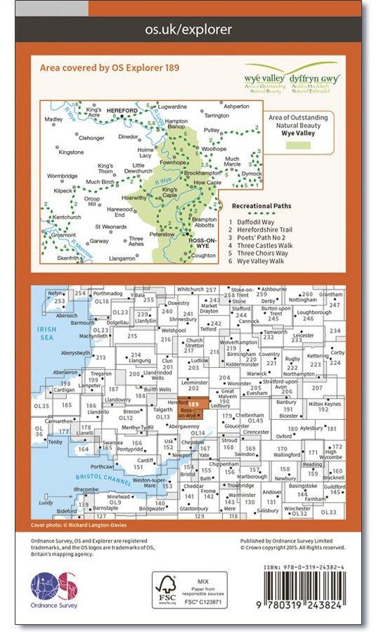 Explorer 189 Hereford & Ross-on-Wye Map With Digital Version