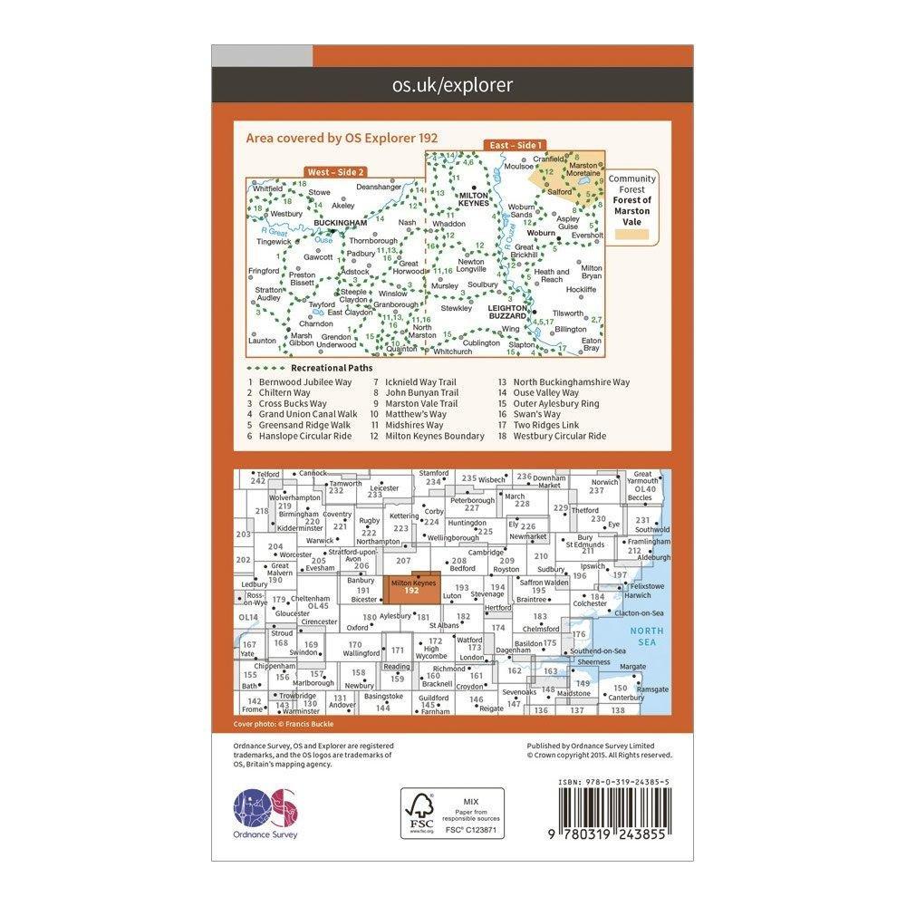 Explorer 192 Buckingham Milton Keynes Map With Digital Version