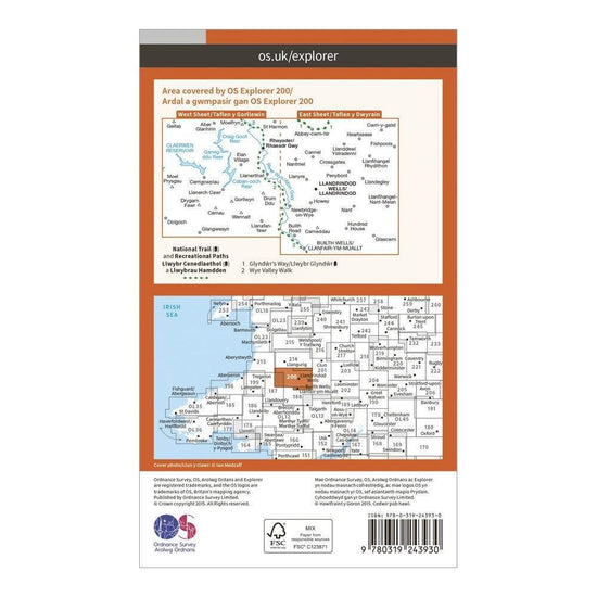 Explorer 200 Llandrindod Wells & Elan Valley & Rhayader Map With Digital Version