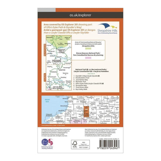 Explorer 201 Knighton & Presteigne Map With Digital Version