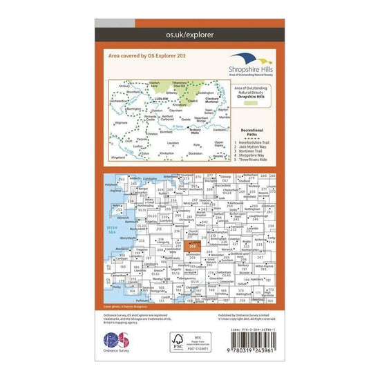 Explorer 203 Ludlow Tenbury Wells Cleobury Mortimer Map With Digital Version