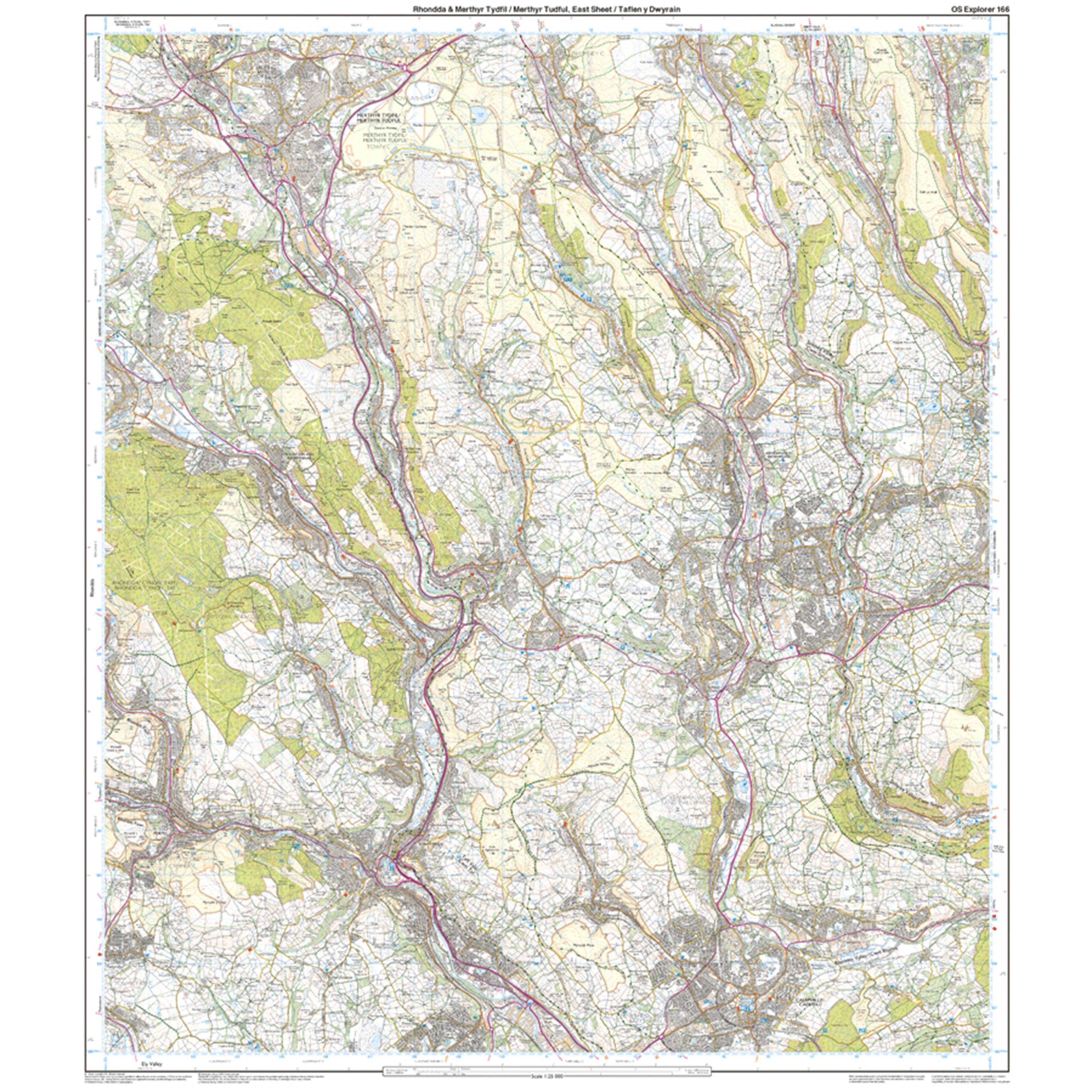 Explorer Active 166 Rhondda Merthyr Tydfil Map with Digital Version