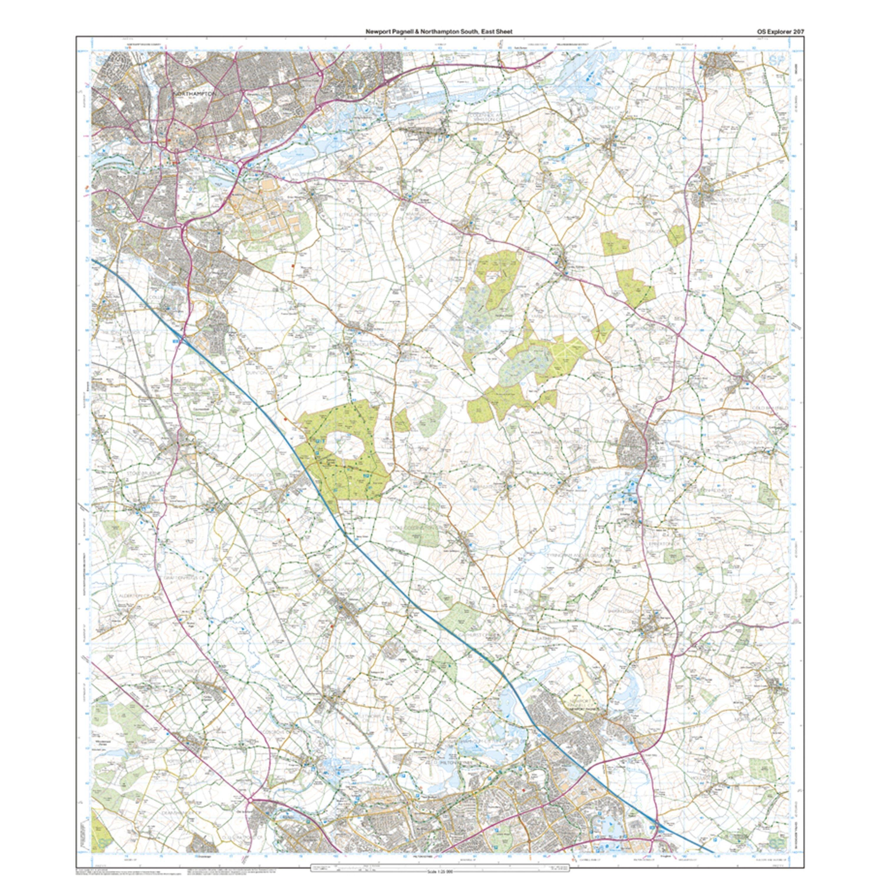 Explorer 207 Newport Pagnell & Northampton South Map With Digital Version