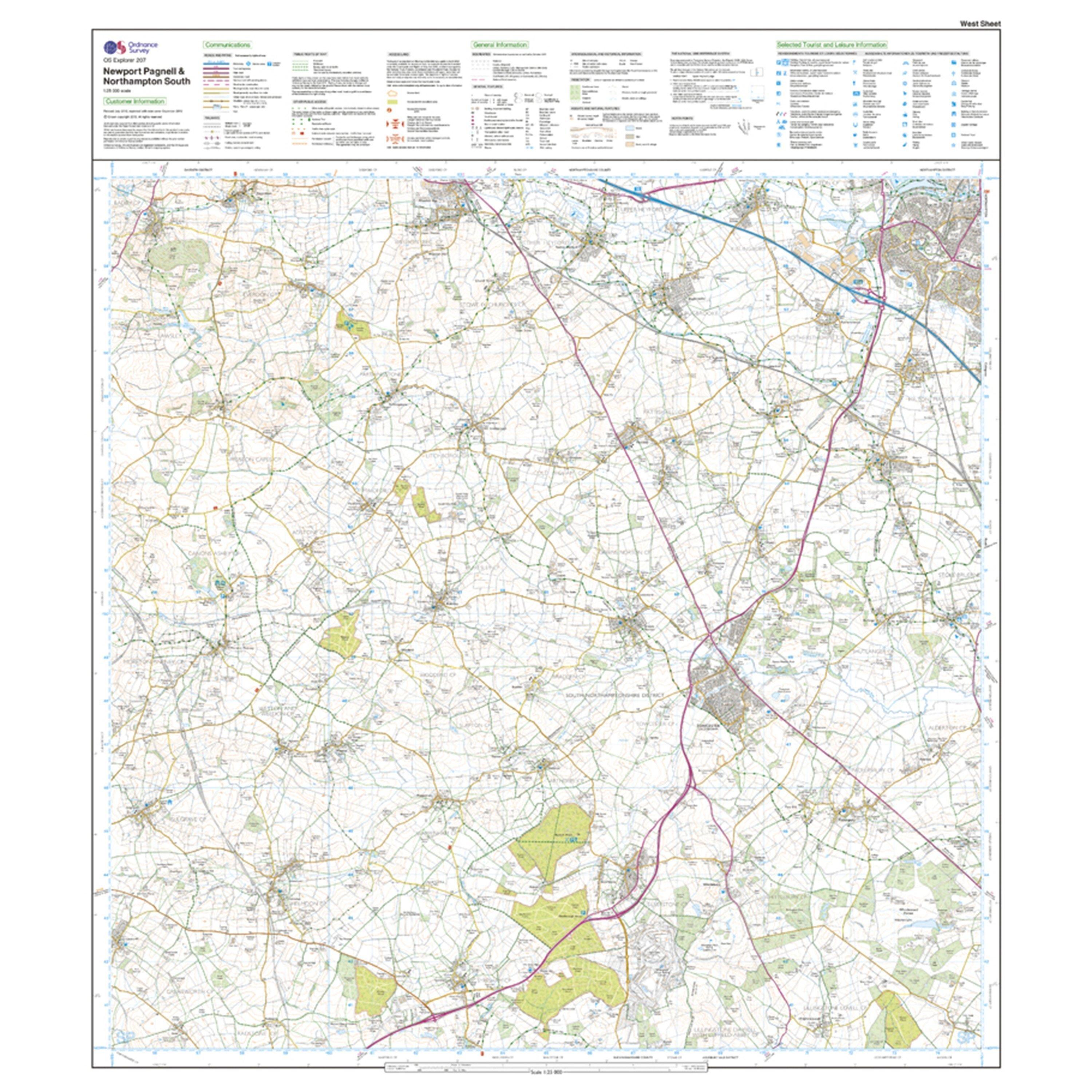 Explorer 207 Newport Pagnell & Northampton South Map With Digital Version