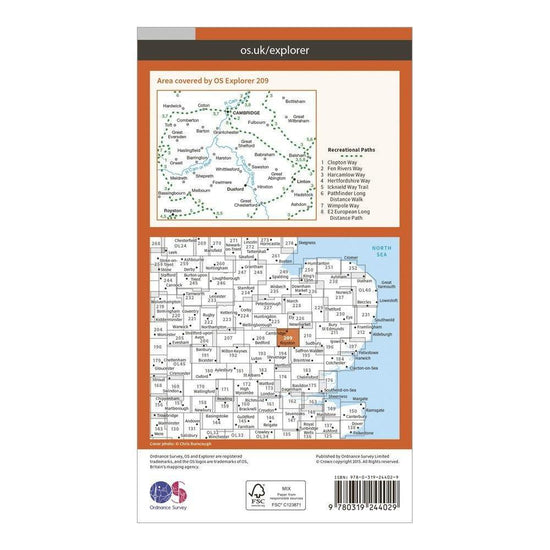 Explorer 209 Cambridge, Royston, Duxford & Linton Map With Digital Version