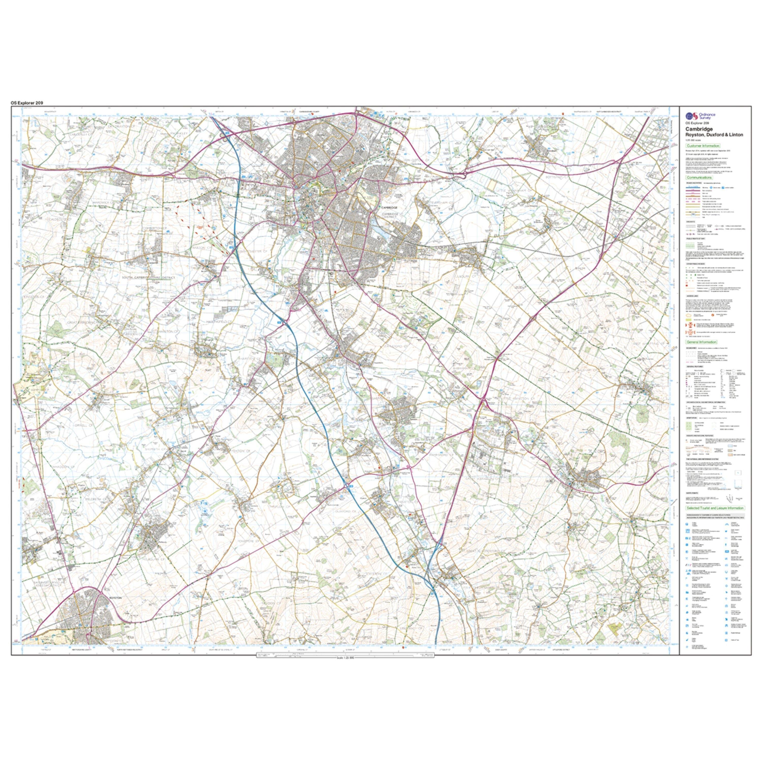 Explorer 209 Cambridge, Royston, Duxford & Linton Map With Digital Version