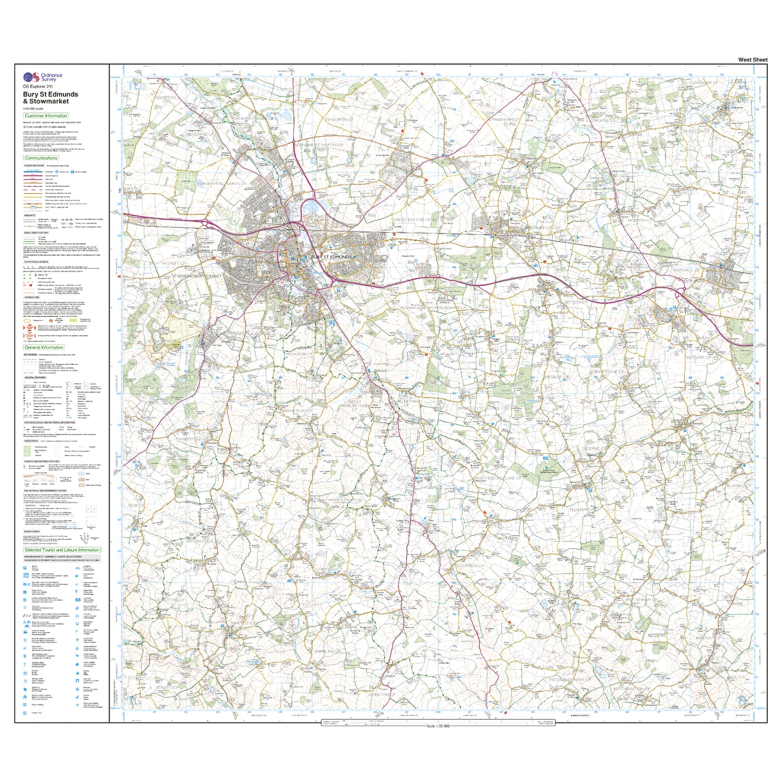 Explorer 211 Bury St Edmunds & Stowmarket Map With Digital Version