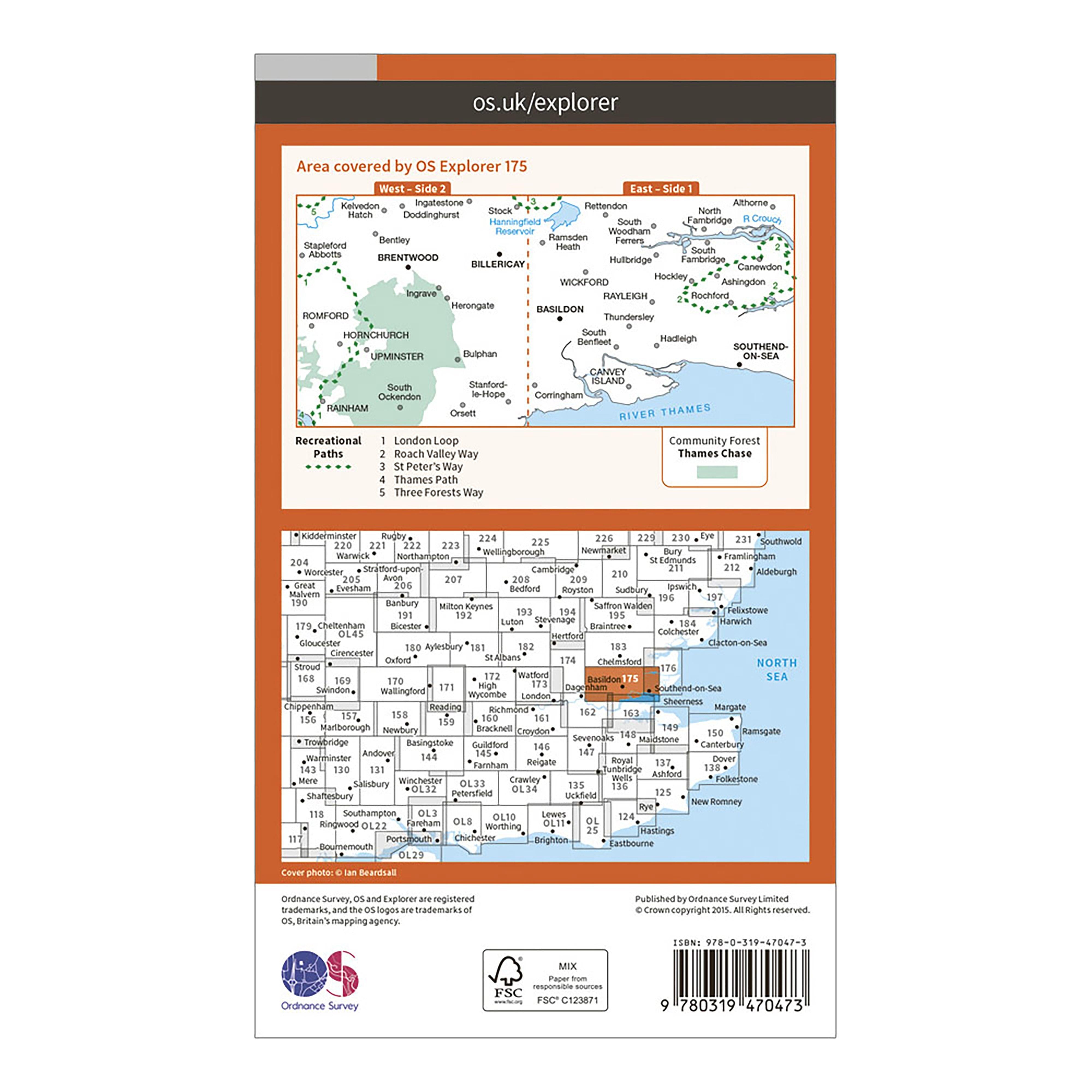 Explorer Active 175 Southend-on-Sea & Basildon Map With Digital Version