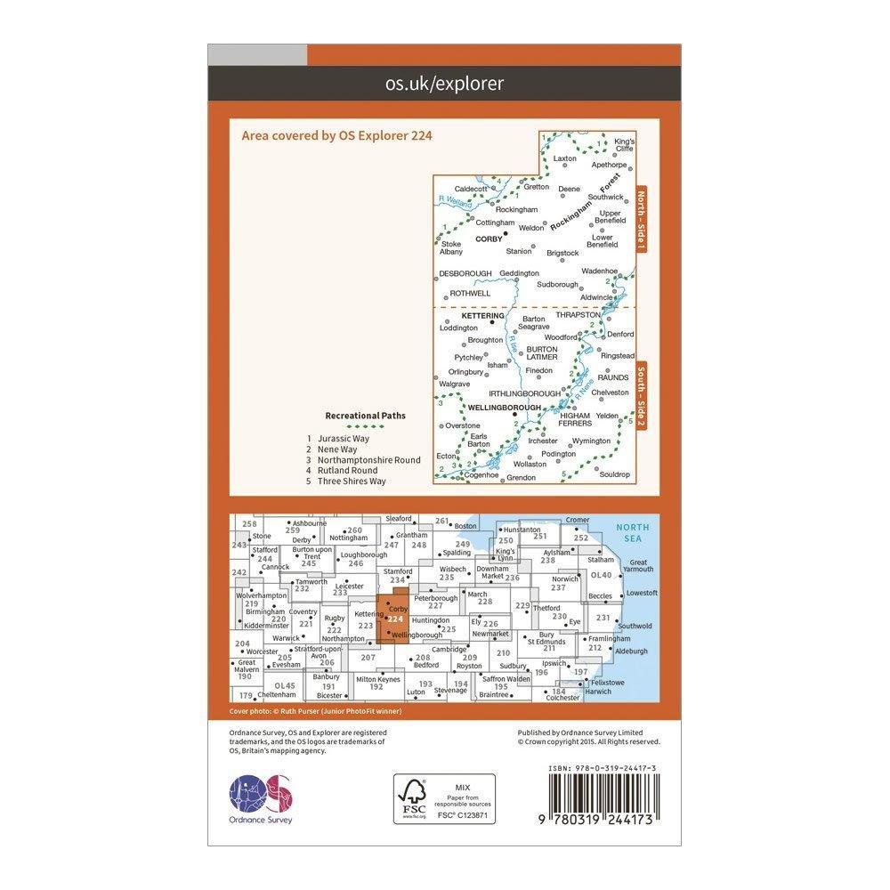 Explorer 224 Corby Kettering Wellingborough Map With Digital Version