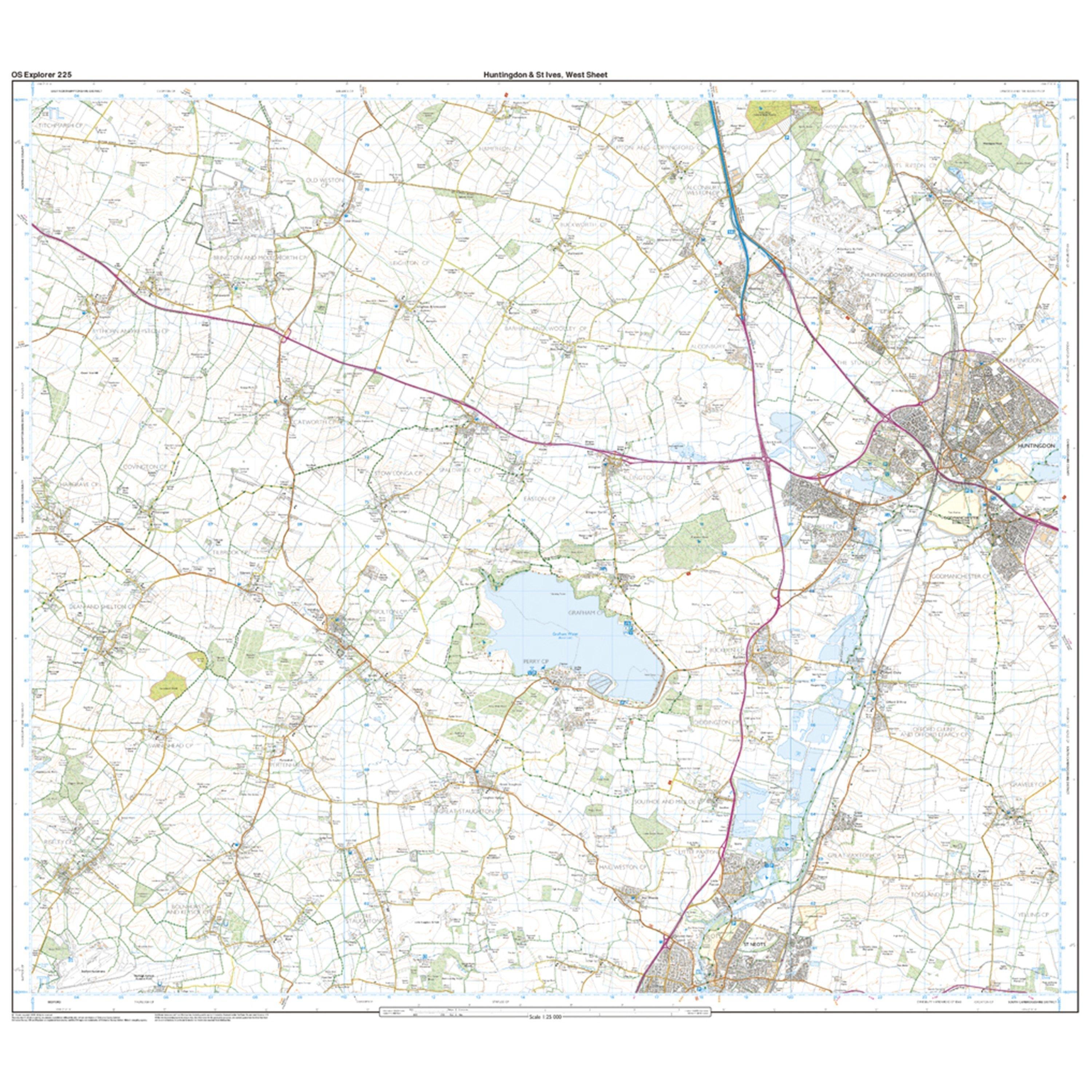 Explorer 225 Huntingdon St Ives Grafham Water Map With Digital Version