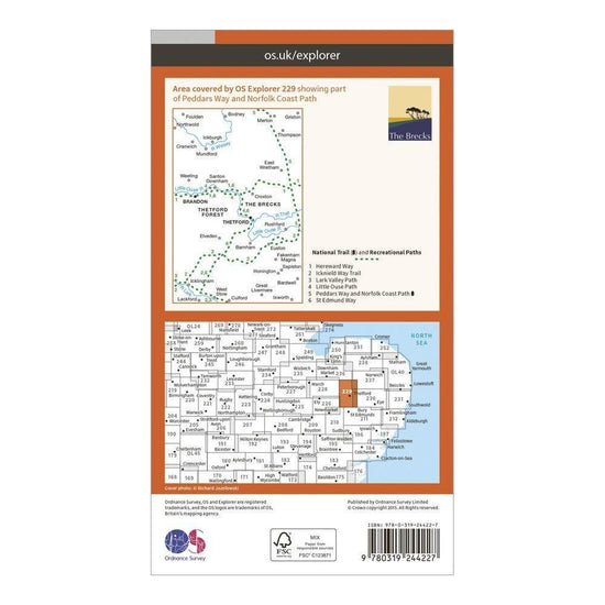 Explorer 229 Thetford Forest in the Brecks Map With Digital Version