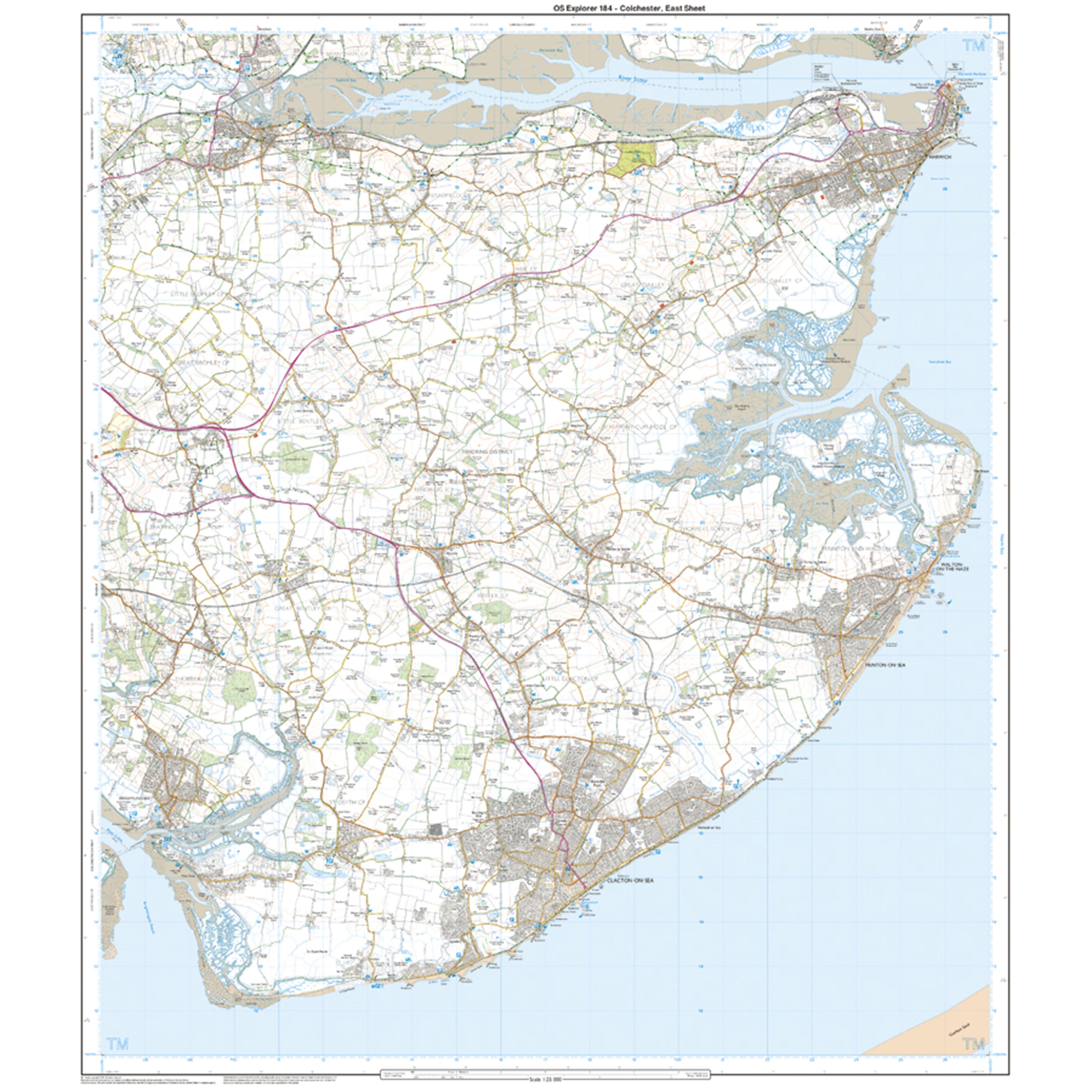 Explorer Active 184 Colchester, Harwick & Clacton-on-Sea Map With Digital Version