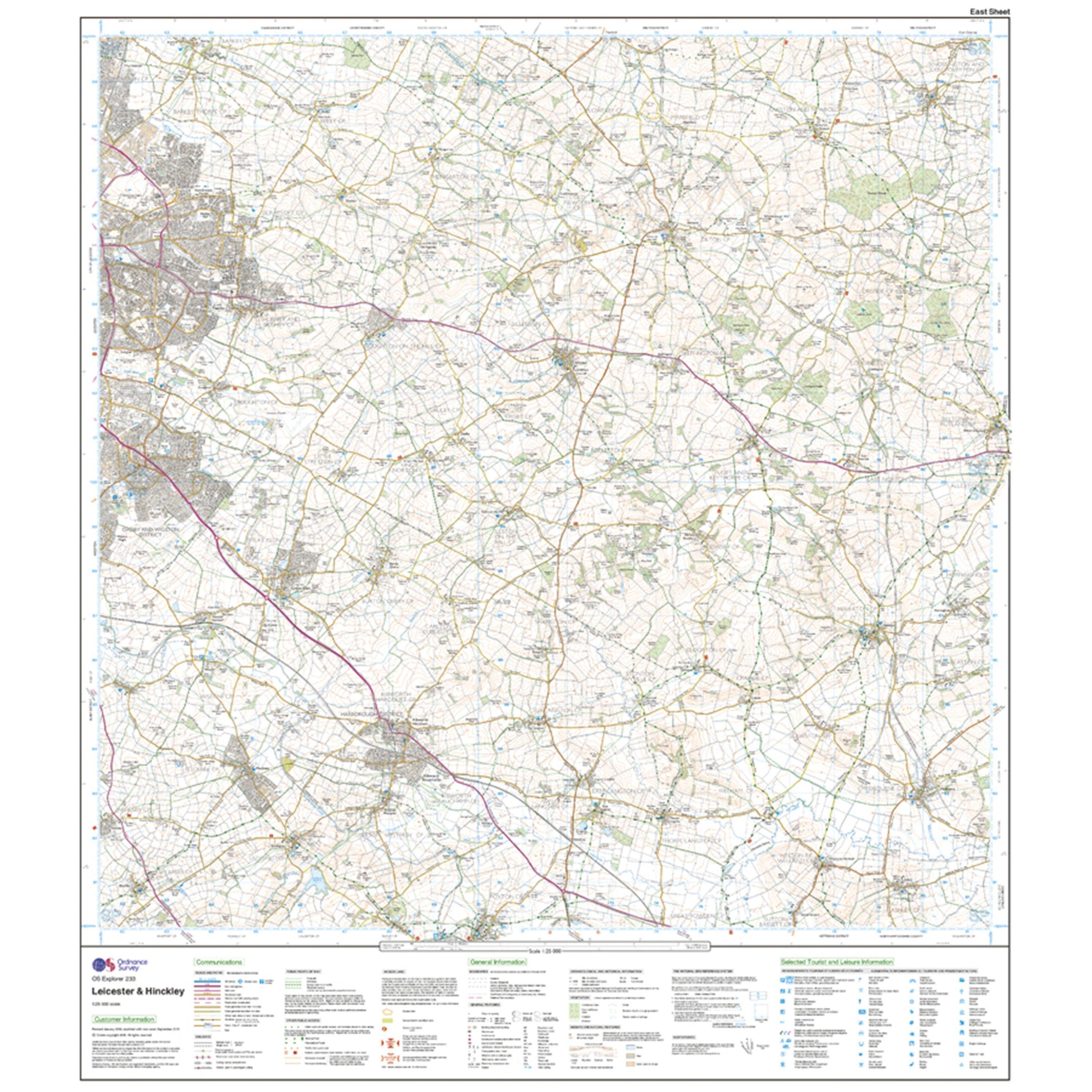 Explorer 233 Leicester & Hinckley Map With Digital Version